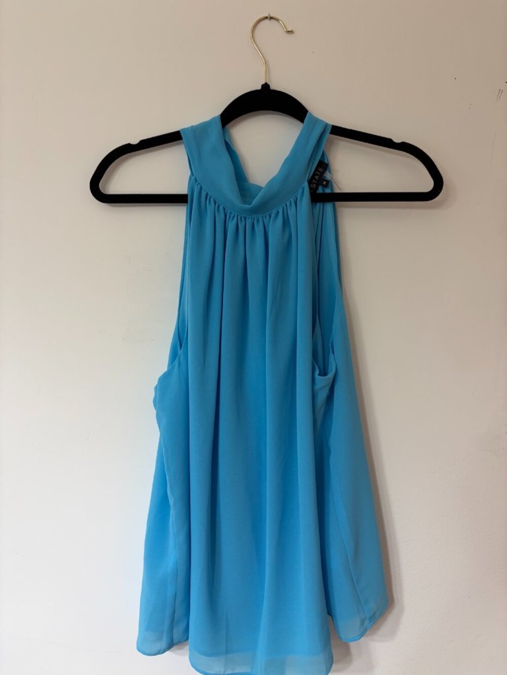 1.STATE Light Blue Sleeveless Tie-Neck Blouse - Size 1X
